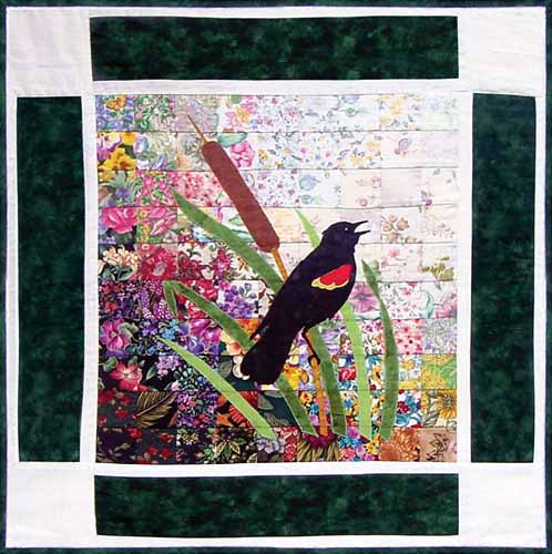 “Rachel’s Bird Garden” Block #10: Red-winged Blackbird